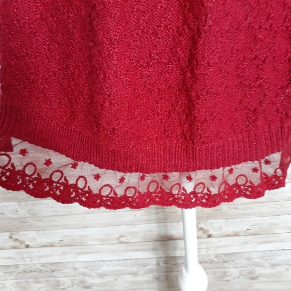 Style & Co Red Sweater Lace Hem 288 - Picture 4 of 6